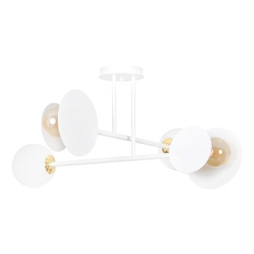 Lustr na tyči MINERVA 2xE27/15W + 2xE14/10W/230V bílá