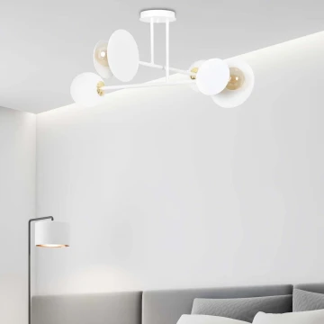 Lustr na tyči MINERVA 2xE27/15W + 2xE14/10W/230V bílá