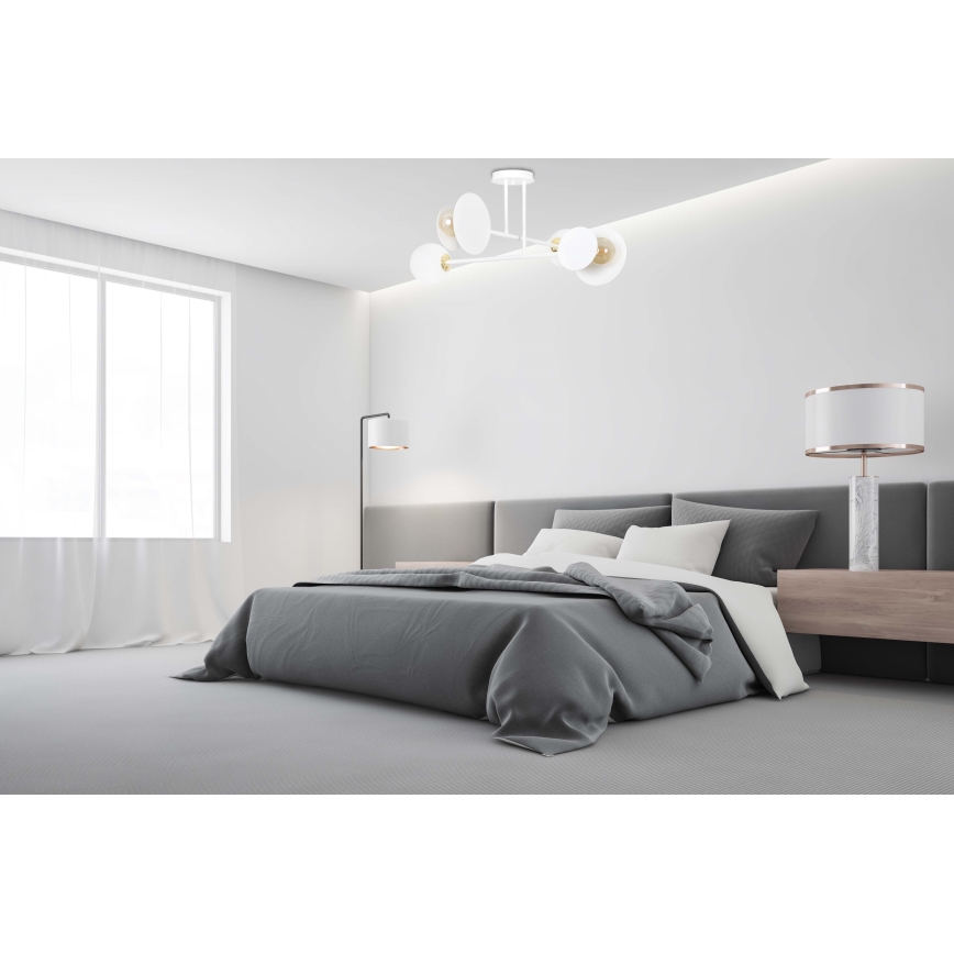 Lustr na tyči MINERVA 2xE27/15W + 2xE14/10W/230V bílá