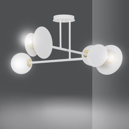 Lustr na tyči MINERVA 2xE27/15W + 2xE14/10W/230V bílá