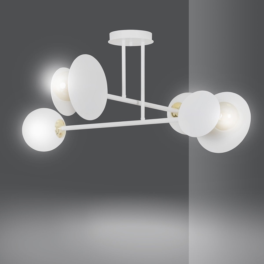 Lustr na tyči MINERVA 2xE27/15W + 2xE14/10W/230V bílá