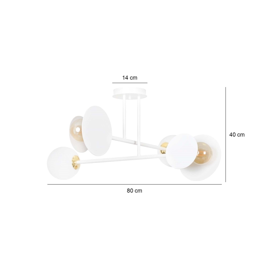 Lustr na tyči MINERVA 2xE27/15W + 2xE14/10W/230V bílá