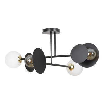 Lustr na tyči MINERVA 2xE27/15W + 2xE14/10W/230V černá