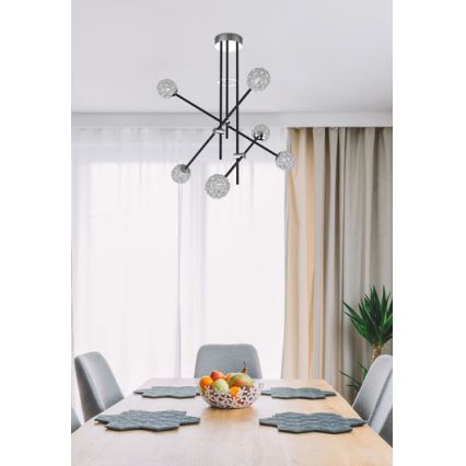 Lustr na tyči PAKSOS 6xG9/5W/230V černá