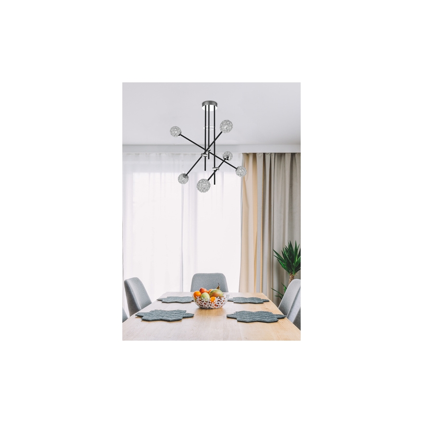 Lustr na tyči PAKSOS 6xG9/5W/230V černá