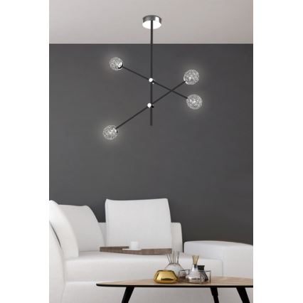 Lustr na tyči PAKSOS 6xG9/5W/230V černá