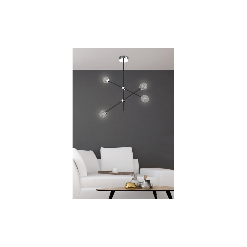Lustr na tyči PAKSOS 6xG9/5W/230V černá
