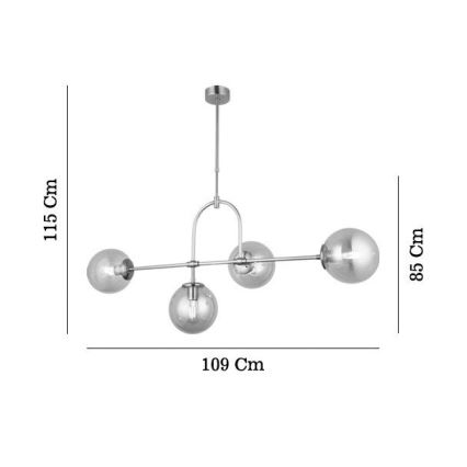 Lustr na tyči POLINO 4xE27/40W/230V zlatá