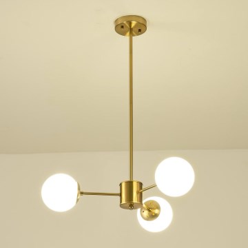 Lustr na tyči PUFF 3xE27/40W/230V mosaz