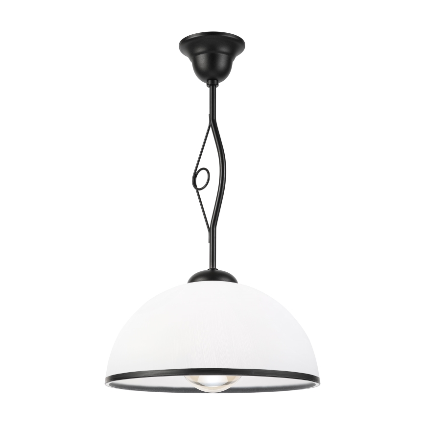 Lustr na tyči RETRO 1xE27/60W/230V černá/bílá