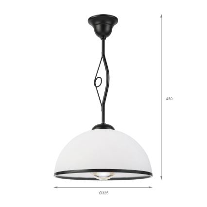 Lustr na tyči RETRO 1xE27/60W/230V černá/bílá
