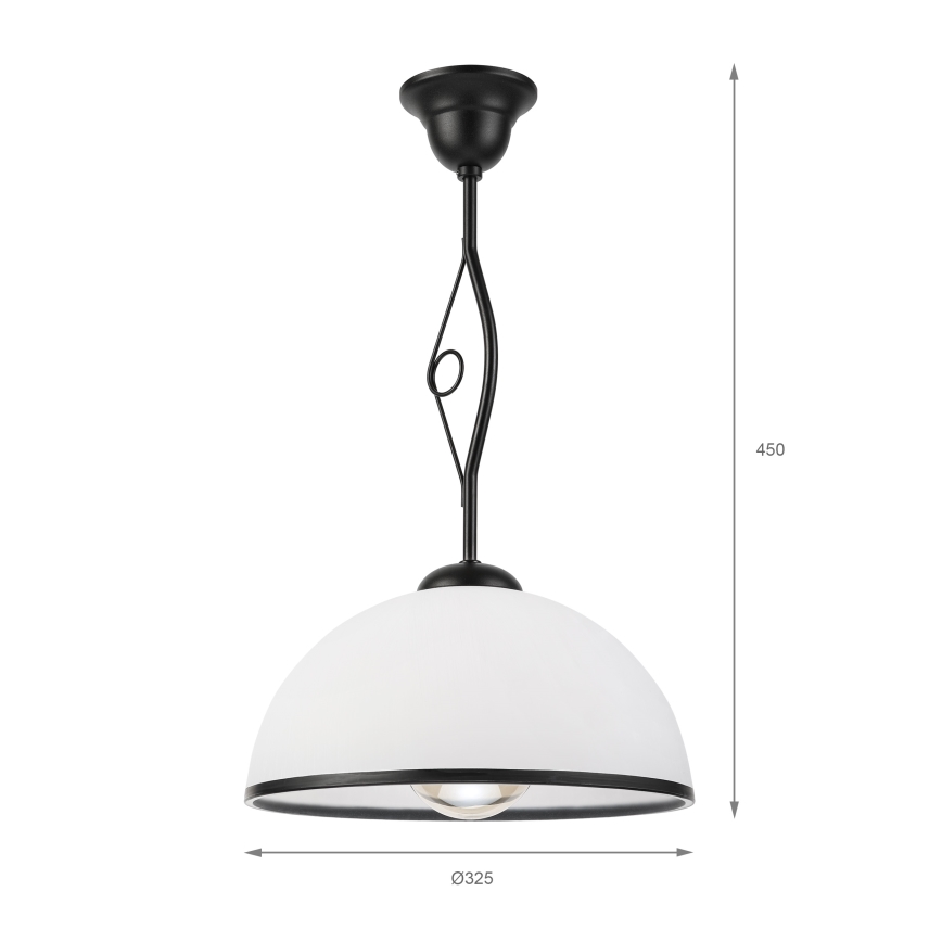 Lustr na tyči RETRO 1xE27/60W/230V černá/bílá
