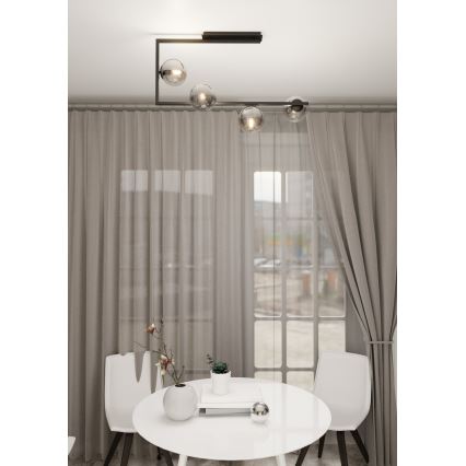 Lustr na tyči SOMA 4xE14/10W/230V černá/šedá