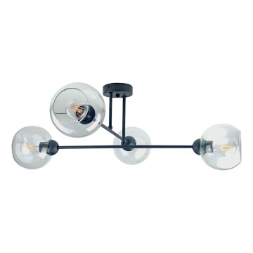 Lustr na tyči VASCO 4xE27/60W/230V černá/čirá
