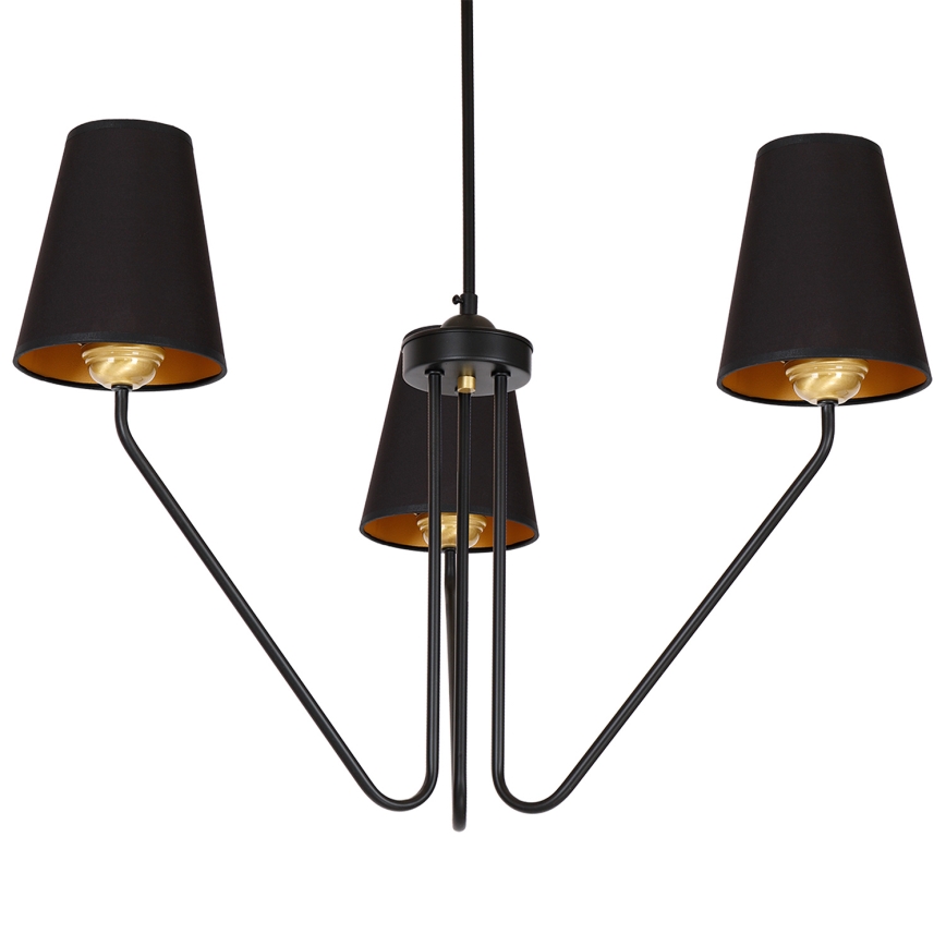 Lustr na tyči VICTORIA 3xE27/60W/230V černá