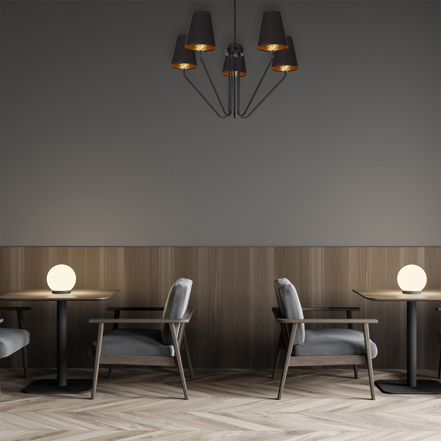 Lustr na tyči VICTORIA 5xE27/60W/230V černá