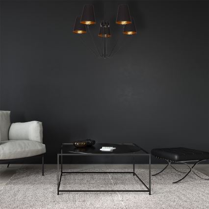 Lustr na tyči VICTORIA 5xE27/60W/230V černá
