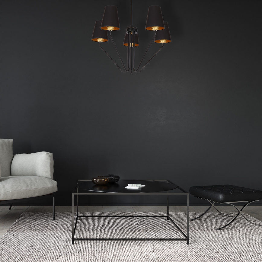 Lustr na tyči VICTORIA 5xE27/60W/230V černá