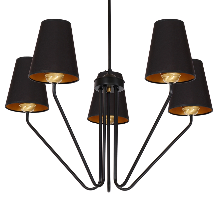 Lustr na tyči VICTORIA 5xE27/60W/230V černá
