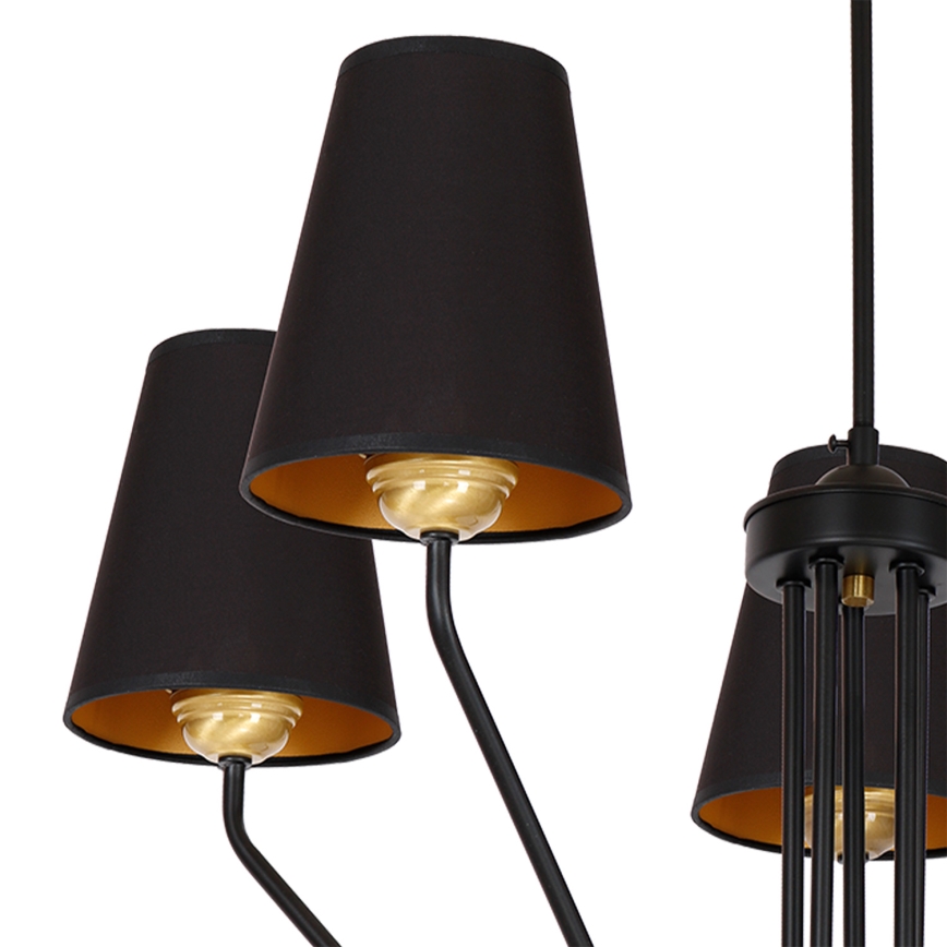 Lustr na tyči VICTORIA 5xE27/60W/230V černá