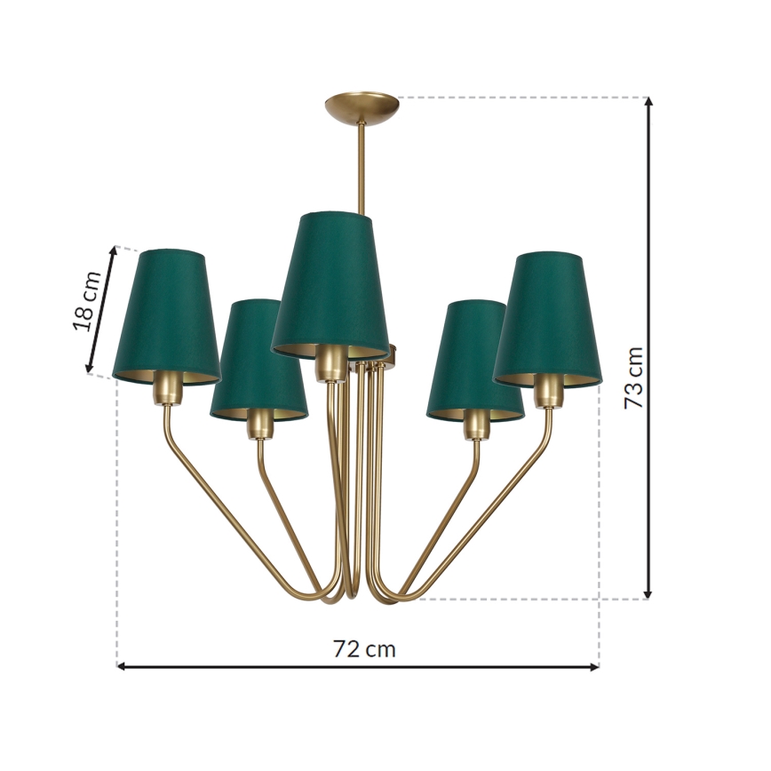 Lustr na tyči VICTORIA 5xE27/60W/230V zelená