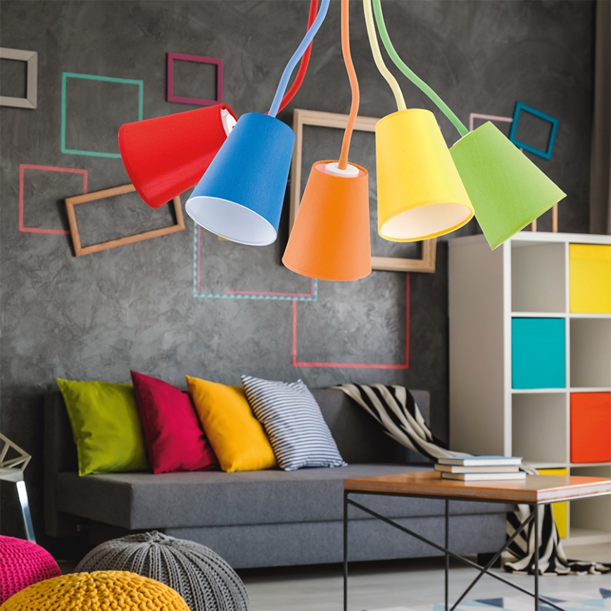 Lustr na tyči WIRE COLOUR 5xE27/60W/230V
