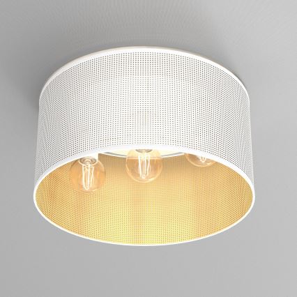 Lustr přisazený LOFT SHADE 3xE27/60W/230V bílá/zlatá