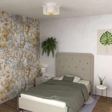 Lustr přisazený LOFT SHADE 3xE27/60W/230V bílá/zlatá