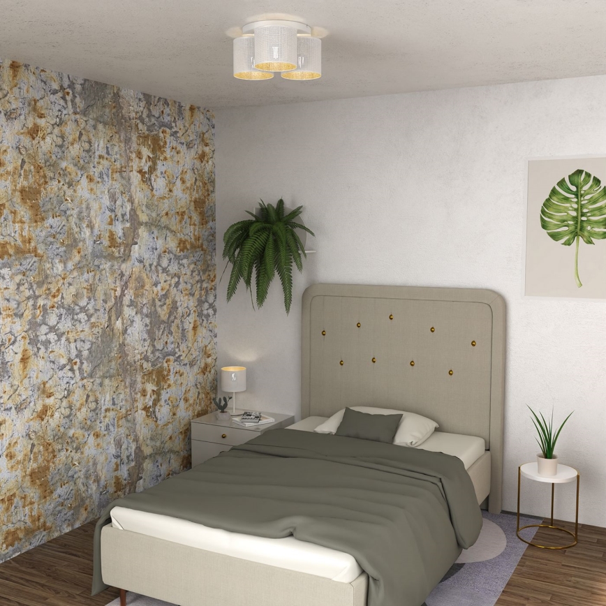 Lustr přisazený LOFT SHADE 3xE27/60W/230V bílá/zlatá
