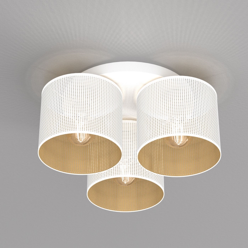 Lustr přisazený LOFT SHADE 3xE27/60W/230V bílá/zlatá