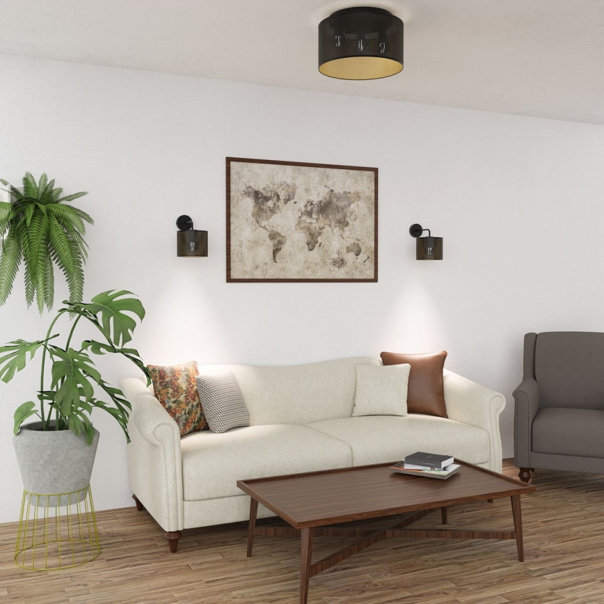 Lustr přisazený LOFT SHADE 3xE27/60W/230V černá/zlatá
