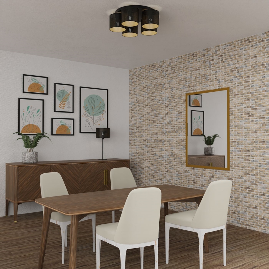 Lustr přisazený LOFT SHADE 5xE27/60W/230V černá/zlatá