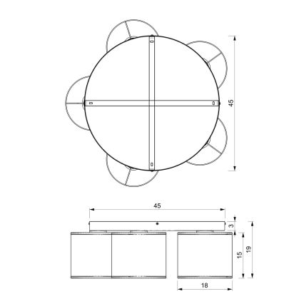 Lustr přisazený LOFT SHADE 5xE27/60W/230V černá/zlatá