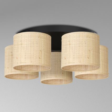 Lustr přisazený RATTAN 5xE27/60W/230V ratan