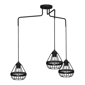 Lustr RING 3xE27/60W/230V pavouk černý