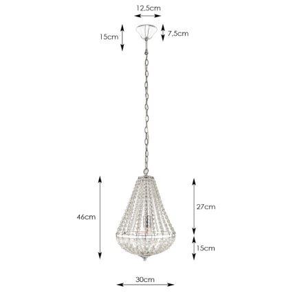 Markslöjd 104889 - Křišťálový lustr na řetězu GRÄNSÖ 1xE27/60W/230V