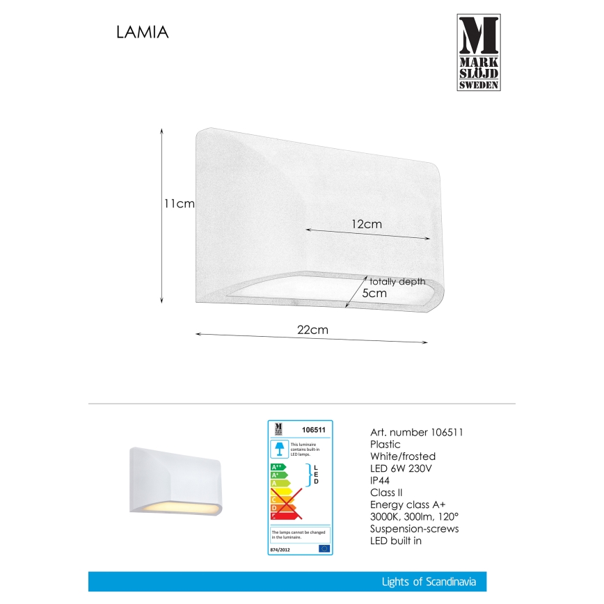 Markslöjd 106511 - LED Venkovní nástěnné svítidlo NIKOS LED/6W/230V IP44