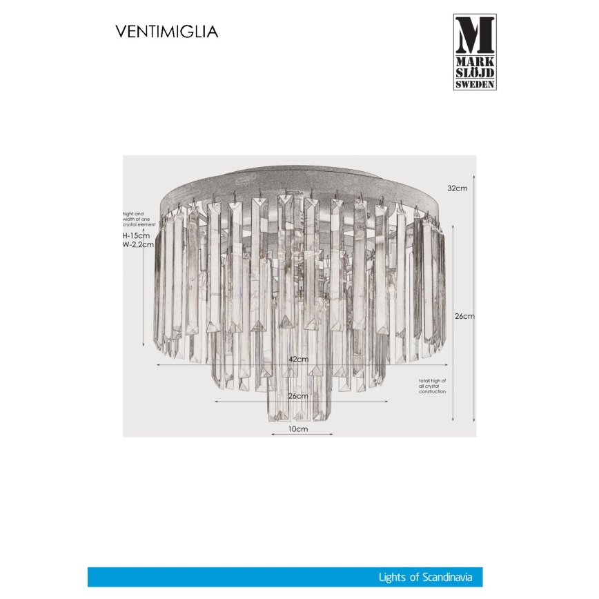 Markslöjd 106563 - Křišťálové stropní svítidlo VENTIMIGLIA 4xE14/40W/230V