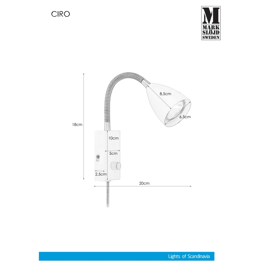 Markslöjd 106589 - Stmívatelné nástěnné svítidlo CIRO 1xGU10/7W/230V