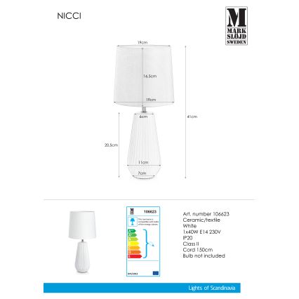 Markslöjd 106623 - Stolní lampa NICCI 1xE14/40W/230V