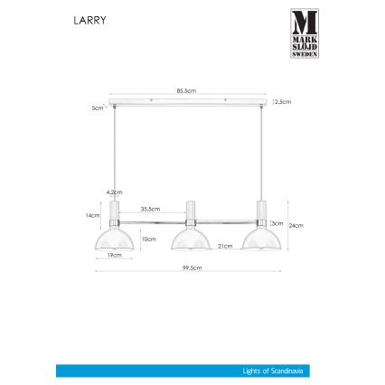 Markslöjd 106855 - Lustr na lanku LARRY 3xE27/60W/230V
