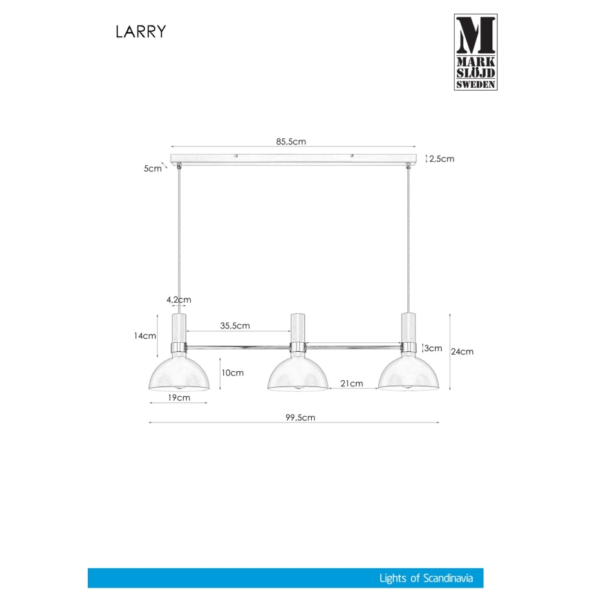 Markslöjd 106855 - Lustr na lanku LARRY 3xE27/60W/230V