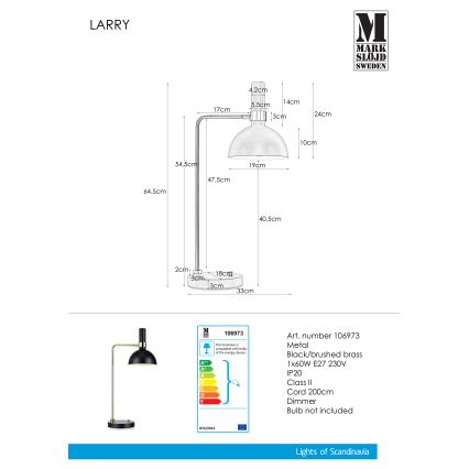 Markslöjd 106973 - Stmívatelná stolní lampa LARRY 1xE27/60W/230V