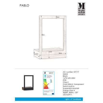 Markslöjd 107177 - LED Nástěnné svítidlo s rámečkem PABLO LED/7W/230V