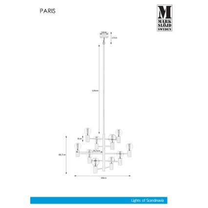 Markslöjd 107187 - Lustr na tyči PARIS 10xE27/60W/230V
