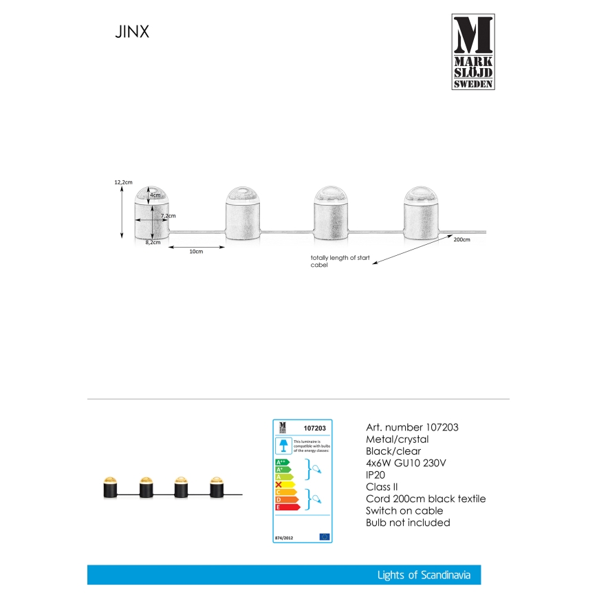 Markslöjd 107203 - Křišťálová stolní lampa JINX 4xGU10/6W/230V