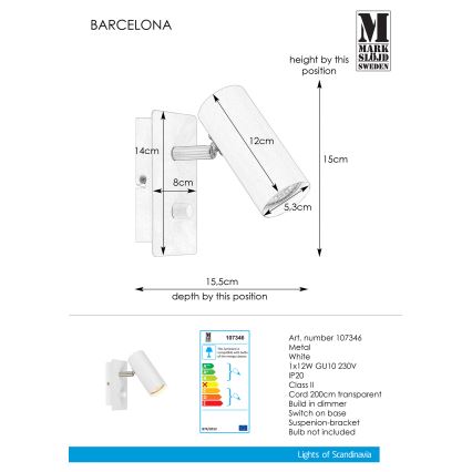 Markslöjd 107346 - Stmívatelné nástěnné bodové svítidlo BARCELONA 1xGU10/12W/230