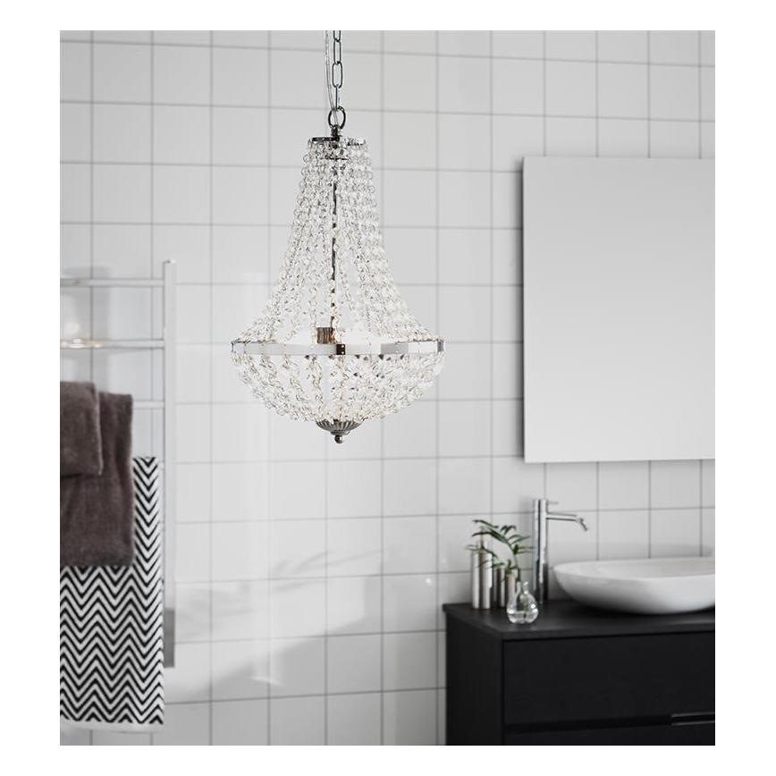 Markslöjd 107550 - Křišťálový koupelnový lustr na řetězu GRÄNSÖ 2xG9/20W/230V IP44