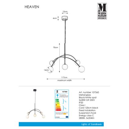 Markslöjd 107560 - Lustr na lanku HEAVEN 5xG9/28W/230V