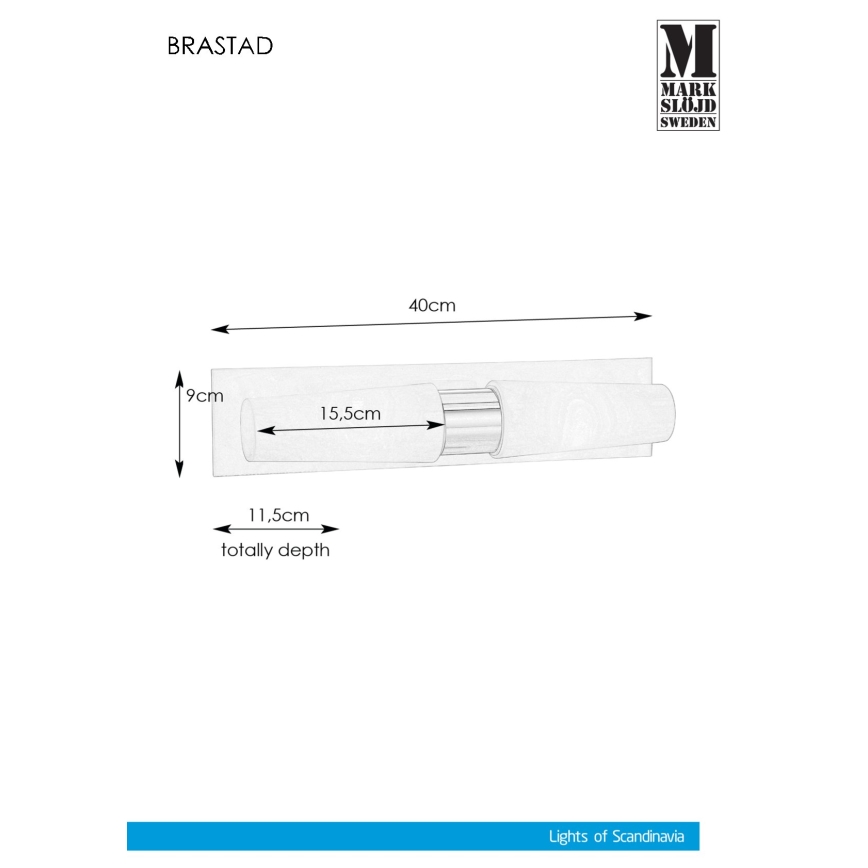 Markslöjd 107615 - Koupelnové nástěnné svítidlo BRASTAD 2xE14/40W/230V IP44